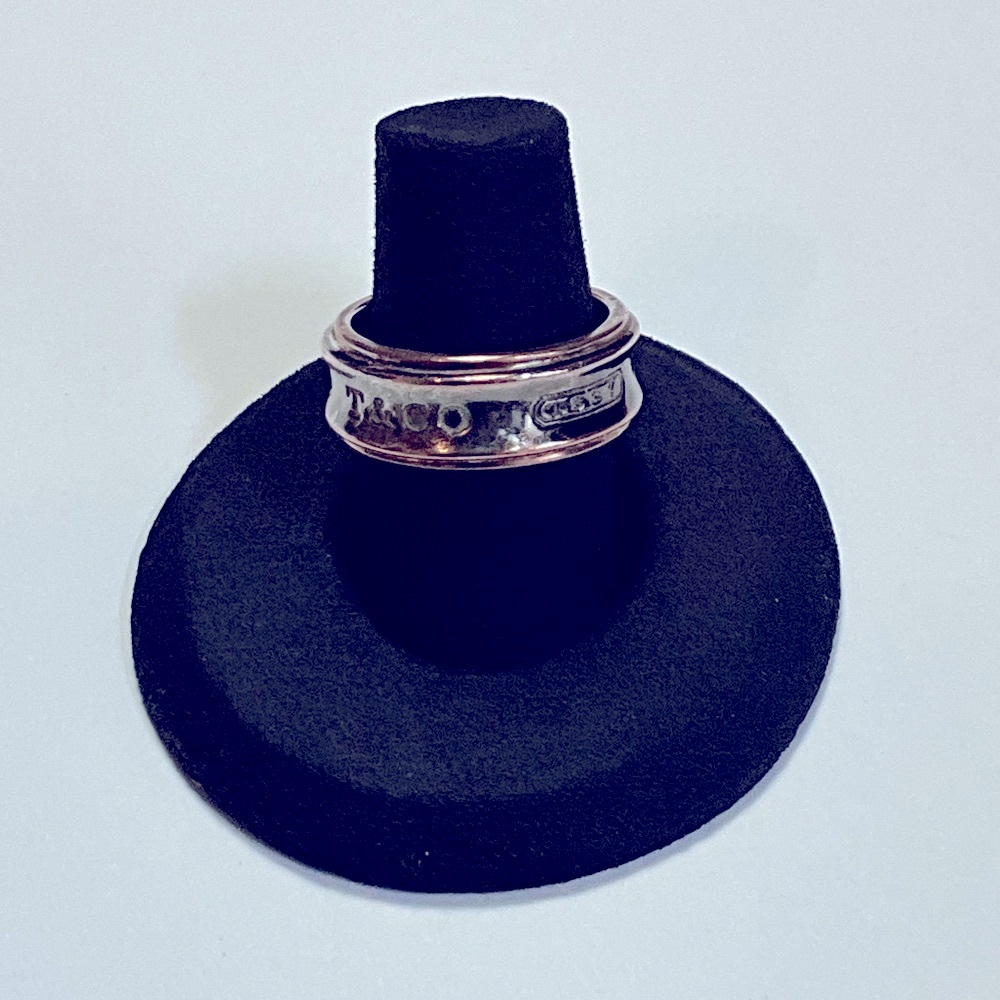 TIFFANY & CO. 1837 Grey Titanium Sterling Silver Ring 7-3/4